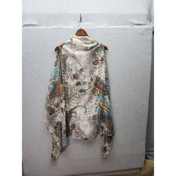 Paisley Print Lightweight Sleeveless Open Front Cardigan Wrap For Women - Picture 4 of 4